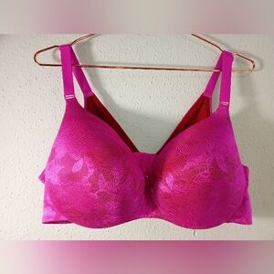 Women's Cacique Bras One Balconette & One Push Up Pink Black 44DD